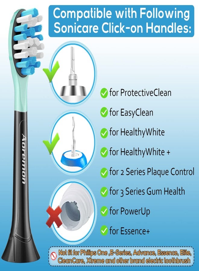 Aoremon Replacement Toothbrush Heads for Philips Sonicare C3 Premium Plaque Control HX9044/65 G3 Gum Care HX9054/65 W3 4100 5100 6100 7500 C1 C2 Flexcare Diamondclean HealthyWhite, 6 Count, Black - Image 2